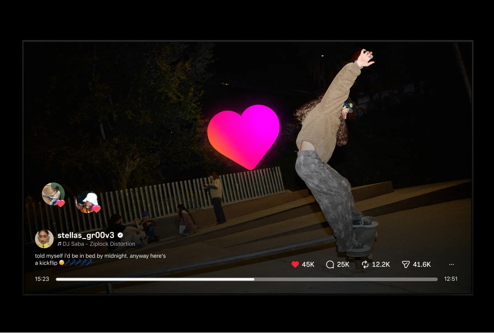 Instagram for Apple TV shown on a bigger screen with long form content