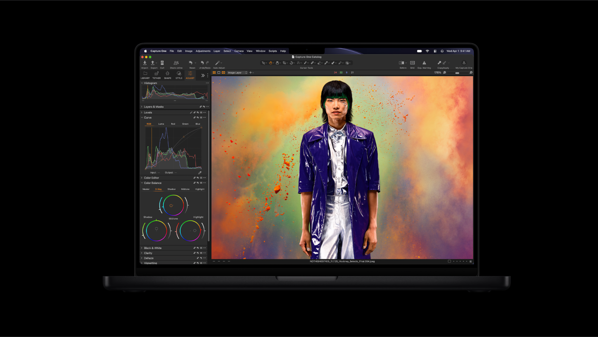 M6 MacBook Pro showing photo editing interface